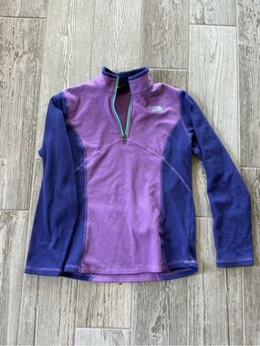 Girls glacier The North Face Purple & Navy Half-Zip Fleece with teal Trim large